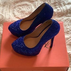 Blue diamond stilletos high heels.